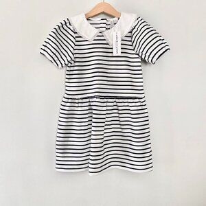 NWT Janie & Jack Collared Striped Ponte Merchant Marine Navy White Stripe Dress